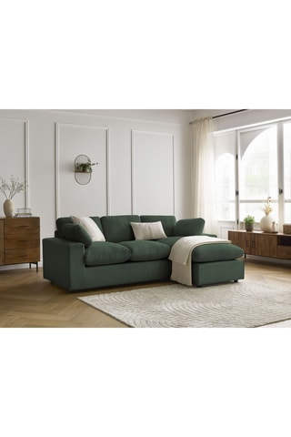 Canapé d'angle réversible Belair - Vert foncé - 3 places - En tissu velours côtelé