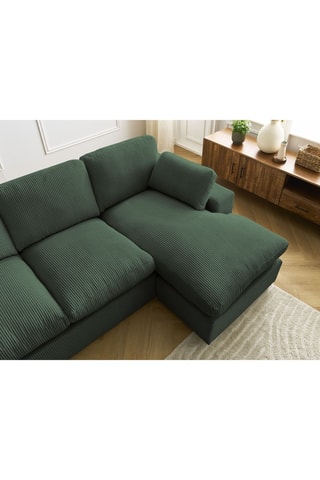 Canapé d'angle réversible Belair - Vert foncé - 3 places - En tissu velours côtelé