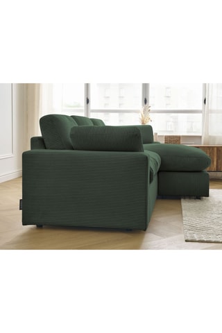 Canapé d'angle réversible Belair - Vert foncé - 3 places - En tissu velours côtelé