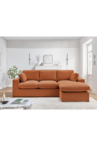 Canapé d'angle réversible Belair - Orange - 3 places - En tissu antibouloches