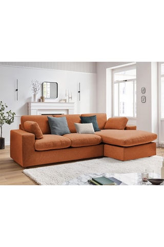 Canapé d'angle réversible Belair - Orange - 3 places - En tissu antibouloches