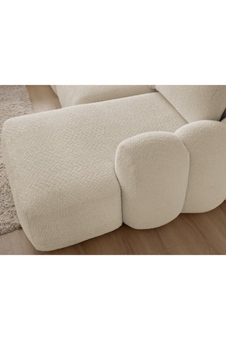 Canapé d'angle droit convertible et pouf Montaigne - 3/1 places - Beige - En tissu bouclette - Couchage 206 x 128 cm