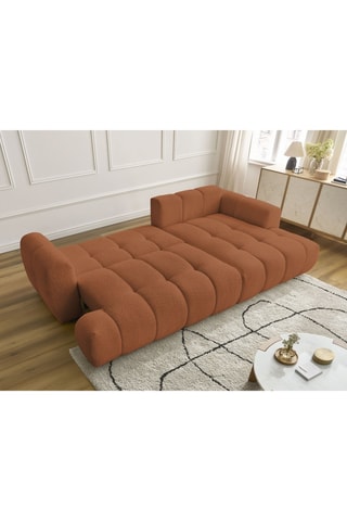 Canapé d'angle droit convertible Fuji - Rouille - 3 places - En tissu bouclette - Couchage 230 x 154 cm
