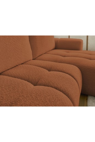 Canapé d'angle droit convertible Fuji - Rouille - 3 places - En tissu bouclette - Couchage 230 x 154 cm
