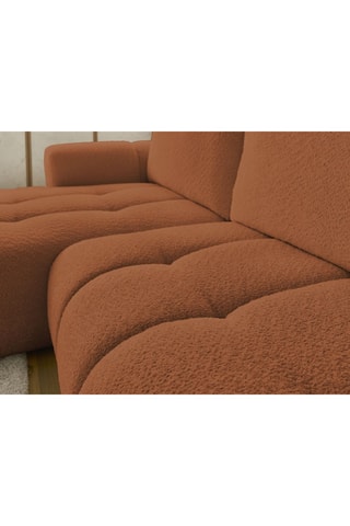 Canapé d'angle gauche convertible - Orange - 3 places - En tissu bouclette doux - Couchage 230 x 154 cm