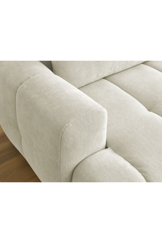 Canapé d'angle droit et pouf Fuji - Beige - 2/1 places En tissu lisse