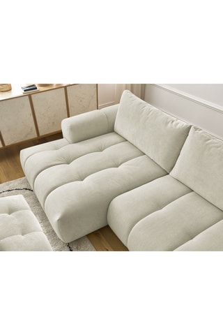 Canapé d'angle droit et pouf Fuji - Beige - 2/1 places -  En tissu lisse