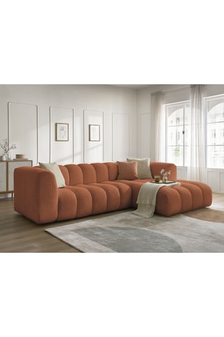 Canapé d'angle droit Talia - Orange - 4 places - En tissu bouclette