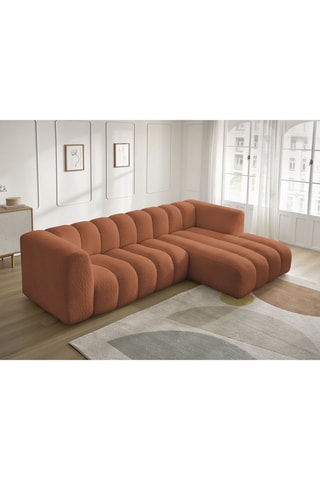 Canapé d'angle droit Talia - Orange - 4 places - En tissu bouclette