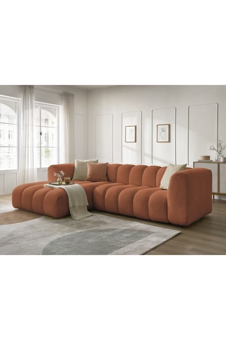 Canapé d'angle gauche Talia - Orange - 4 places - En tissu bouclette