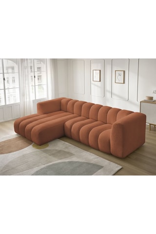 Canapé d'angle gauche Talia - Orange - 4 places - En tissu bouclette