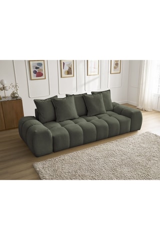 Canapé droit fixe Everest - Vert - 3 places - En tissu chiné