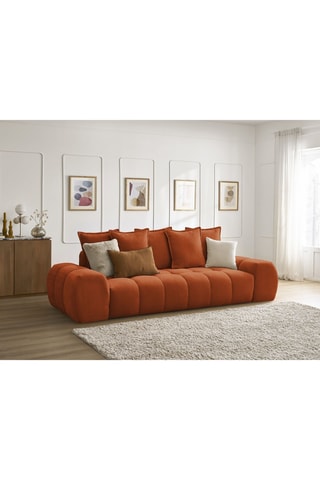 Canapé droit fixe Everest - Orange - 3 places - En tissu texturé 