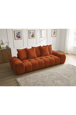 Canapé droit fixe Everest - Orange - 3 places - En tissu texturé 