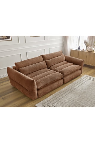 Canapé droit fixe Neil - Orange - 3 places - En tissu texturé