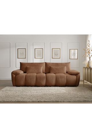 Canapé droit fixe Ivane - Orange - 3 places - En tissu texturé