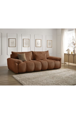 Canapé droit fixe Ivane - Orange - 3 places - En tissu texturé