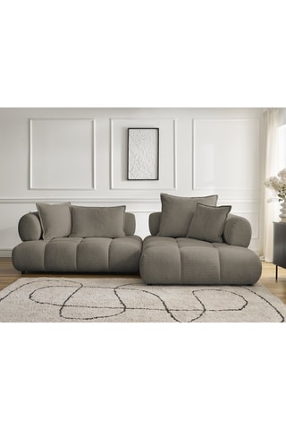 Canapé d'angle droit Alya - Taupe - 4 places - En tissu bouclette