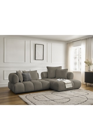 Canapé d'angle droit Alya - Taupe - 4 places - En tissu bouclette