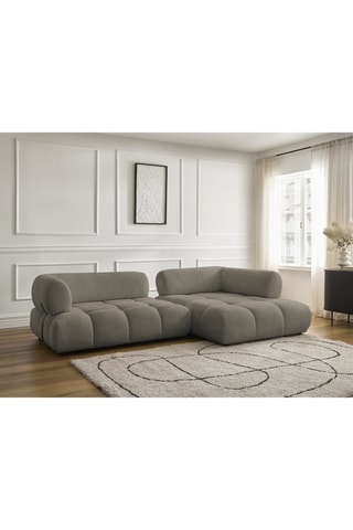 Canapé d'angle droit Alya - Taupe - 4 places - En tissu bouclette