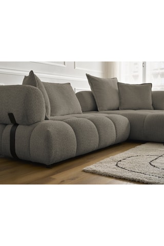 Canapé d'angle droit Alya - Taupe - 4 places - En tissu bouclette