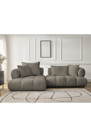 Canapé d'angle gauche Alya - Taupe - 4 places - En tissu bouclette