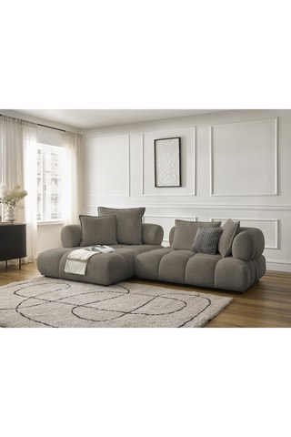 Canapé d'angle gauche Alya - Taupe - 4 places - En tissu bouclette