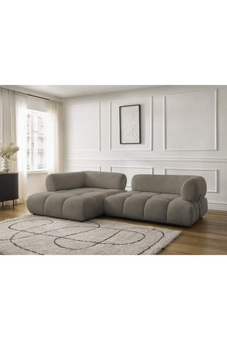 Canapé d'angle gauche Alya - Taupe - 4 places - En tissu bouclette