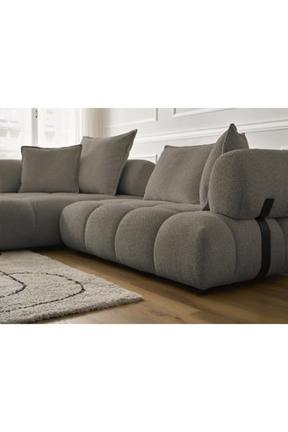 Canapé d'angle gauche Alya - Taupe - 4 places - En tissu bouclette