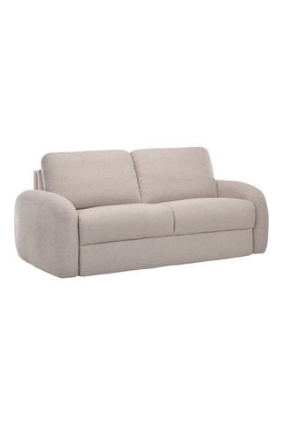 Canapé droit convertible Kenan - Beige - 3 places - En tissu bouclette - Couchage 196 x 160 cm