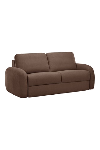 Canapé droit convertible Kenan - Marron - 3 places - En tissu bouclette - Couchage 196 x 160 cm