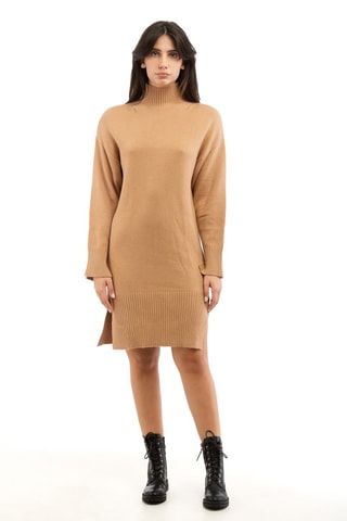 Robe pull regular en laine et cachemire  - Taupe