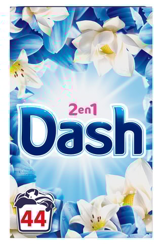 4 x Lessive Dash 2 en 1 en poudre air frais et fleurs blanches - 44 lavages