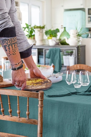 Tovaglia rettangolare in cotone 125 g/m² Gaïa - Petrolio