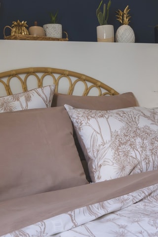 Federa double face in cotone 57 fili/cm² Java  - Bianco e marrone