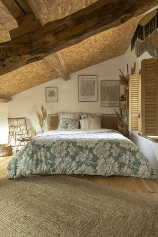 Federa double face in cotone 57 fili/cm² Tamara - Bianco e verde