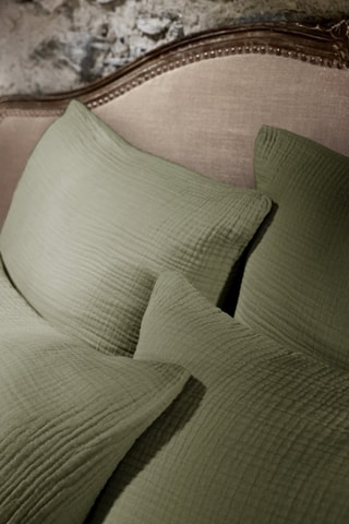 Federa in quadrupla garza di cotone Ina - Kaki