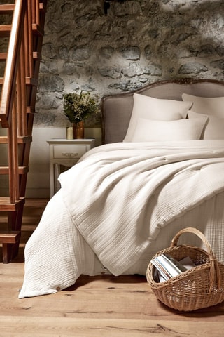 Copripiumino in quadrupla garza di cotone Ina - Beige chiaro