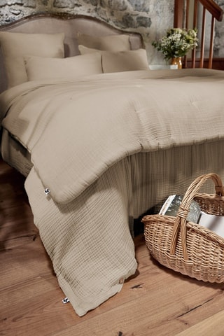 Copriletto in quadrupla garza di cotone Ina - Beige