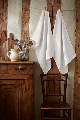  2 strofinacci in lino lavato Soline -  Bianco