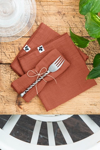3 tovaglioli in garza di cotone Gaïa - Terracotta