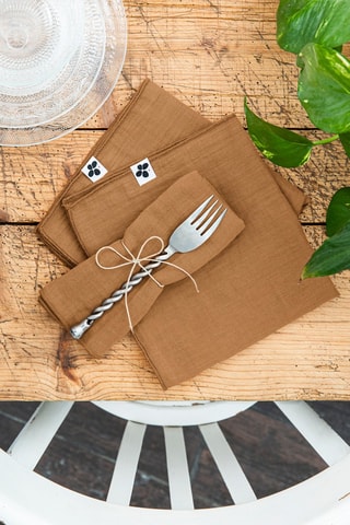 3 tovaglioli in garza di cotone Gaïa - Cammello