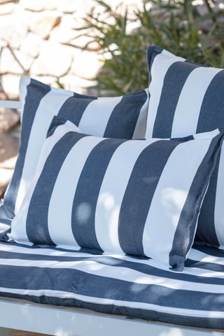 Copricuscino Noa - Bianco e blu scuro - 45 x 45 cm