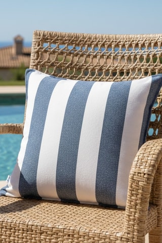 Copricuscino Noa - Bianco e blu scuro - 60 x 60 cm