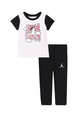 T-shirt et legging Stack f Clouds - Jordan - Blanc, noir et rose