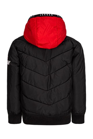 Bomber à capuche - Blanc, noir et rouge