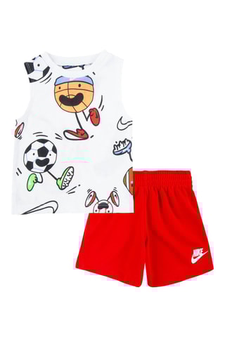 Débardeur et short - Blanc, noir, rouge et marron