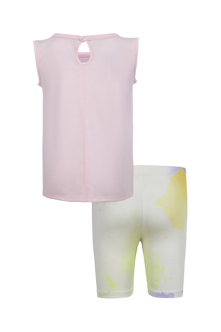 Tshirt sans manches et cycliste tie and dye Just Diy It - Blanc, jaune et rose