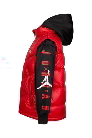 Doudoune à capuche - Blanc, noir et rouge