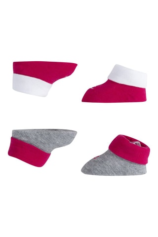 2 paires de chaussons - Blanc, gris et rose